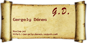 Gergely Dénes névjegykártya